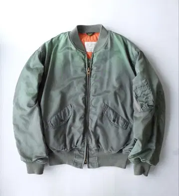 HOUSTON 복각판 MA-1 나일론 플라이트 자켓 올리브/세이지