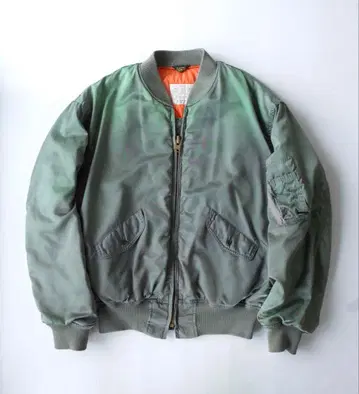 HOUSTON 복각판 MA-1 나일론 플라이트 자켓 올리브/세이지