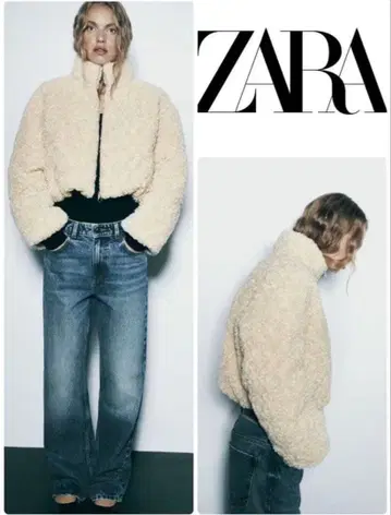 ZARA 크롭 페이크 보아 퀼팅 자켓 아우터 다운