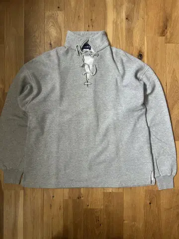 BEAMS 그레이 레이스업 맨투맨 하프 지퍼 트레이닝복 L