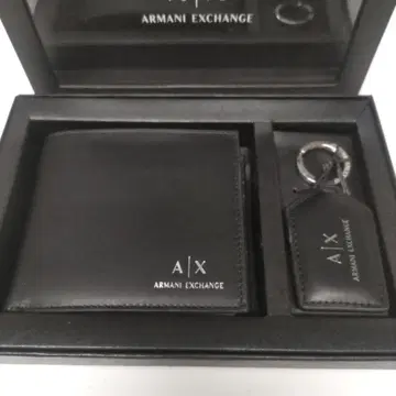 아르마니 익스체인지 이단 접이식 지갑 키링 세트