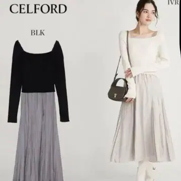 CELFORD 스퀘어 니트 도킹 원피스