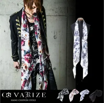 YOSHIKI CIVARIZE 플라워 무늬 쉬폰 스톨 블랙
