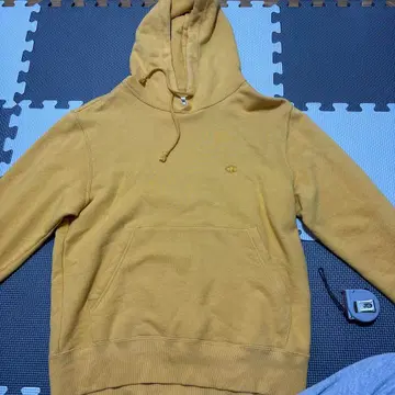 챔피온 후드티 옐로우 컬러 짧은 기장