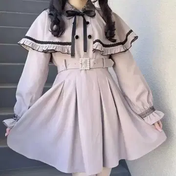 ROJITA 프릴 장식 케이프 옷깃 원피스 핑크