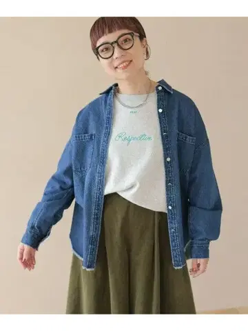 [바야코 씨 콜라보] 부드러운 데님 BIG 셔츠 자켓