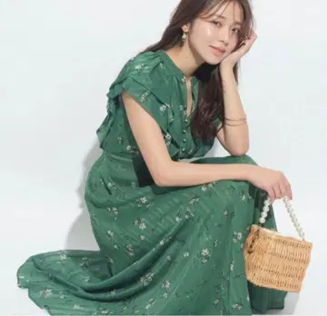 저스길리티 플라워 프린트 프릴 원피스 그린 사이즈 2