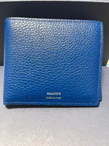 MAININI 네이비 가죽 이단 접이식 지갑