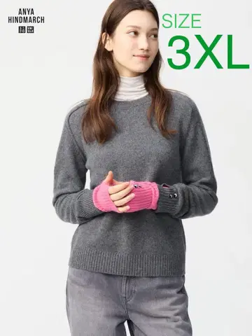 [ 그레이 3XL ] 유니클로 x 안야 힌드마치 캐시미어 크루넥 스웨터