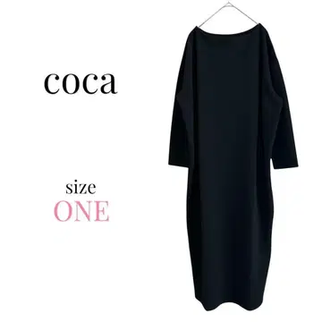 COCA [ ONE ] 심플 롱 티셔츠 피스 엠보싱 가공 블랙 무지