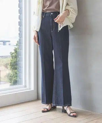 택 포함 미사용 새상품 GOOD 데님 플레어 팬츠 네이비 XS