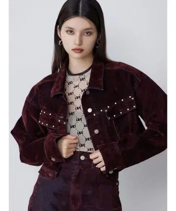 MURUA 플로키 데님 자켓 보르도 가격 인하 가능