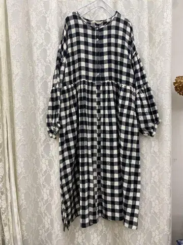 USED 사만사 모스모스 푹신한 티어드 소매 원피스 체크