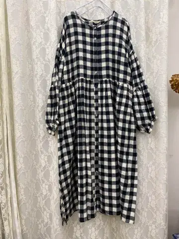 USED 사만사 모스모스 푹신한 티어드 소매 원피스 체크