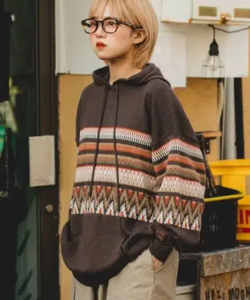 WudgeBoy 니트 후드티 브라운