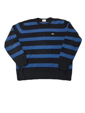 LACOSTE 블랙과 파랑 스트라이프 스웨터 L