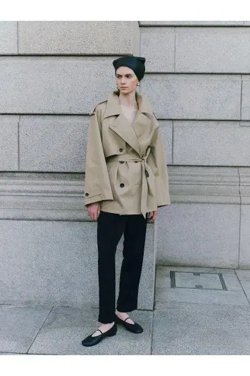 CLANE OVER SHORT TRENCH COAT beige 1