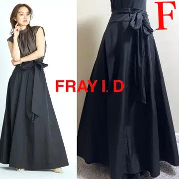 FRAY I.D 프레이 아이디 허리 리본 맥시 길이 롱 스커트 블랙