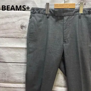 BEAMS+ 신치 벨트 노플리츠 슬랙스 트라우저 팬츠 그레이 S