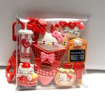 가챠 파우치 채워넣는 타입 빨간색 화이트 고양이