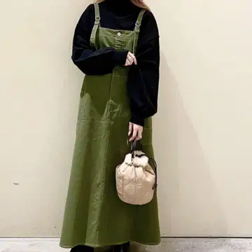 카키 살로펫 스커트