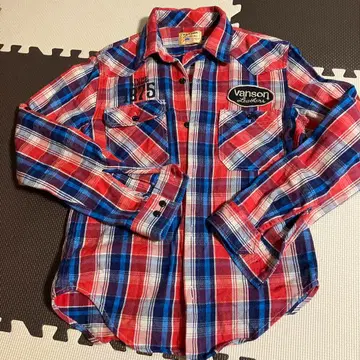 남성용 vanson 긴팔 체크 무늬 플란넬 셔츠 M 사이즈