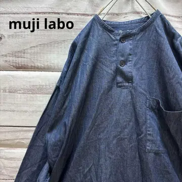 무지 라보 풀오버 셔츠 스탠드 카라 셔츠 데님 셔츠 MUJI