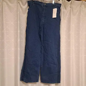 다크 블루 와이드 레그 데님 팬츠