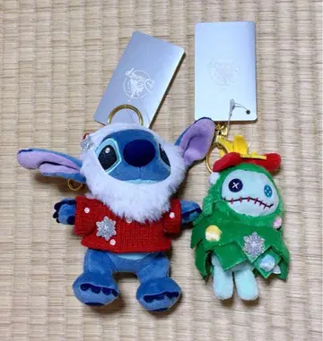 스티치 스크럼프 봉제 인형 키링 DISNEY CHRISTMAS