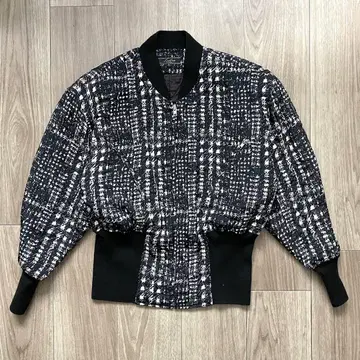 Leilian 레리안 체크 무늬 디자인 봄버 자켓