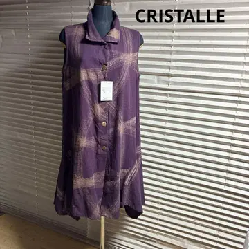 새상품! CRISTALLE (크리스탈) 비대칭 일본풍 패턴 면 원피스