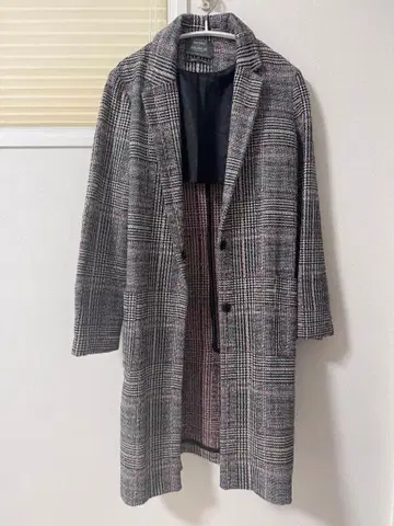 Bershka 체스터 코트 트위드 S 글렌체크 패턴 그레이