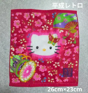 헤이세이 레트로! 헬로키티 핸드 타월 일본풍 패턴 산리오 미사용