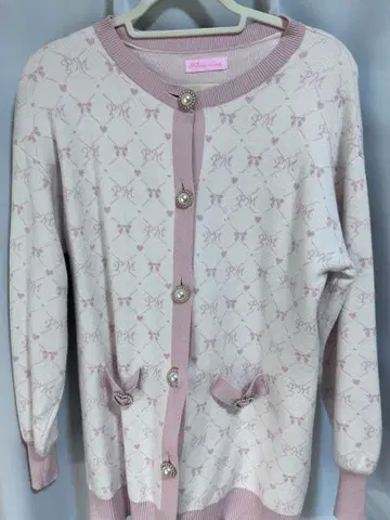 MARS 가디건 핑크 화이트