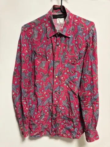 Paul smith 페이즐리 페더 웨스턴 셔츠 페이즐리 레드