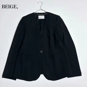 미사용급 베이지 CINDY 노카라 자켓 시어 M 사이즈 블랙