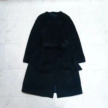 언타이틀 노카라 롱 코트 벨트 포함 블랙 L