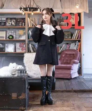 디어마이러브 로즈 복슬복슬 가디건 코트 블랙 3L