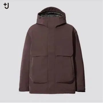 UNIQLO +J 하이브리드 다운 오버 사이즈 후드티 M 사이즈 와인
