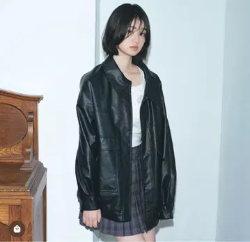 Heather 인조 가죽 BIG 블루종