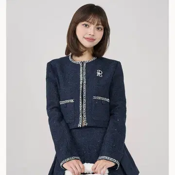 다리치 스팽글 트위드 자켓 NVY