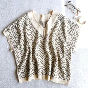 센스 오브 플레이스 어반 리서치 헤링본 올 패턴 니트 베스트 F