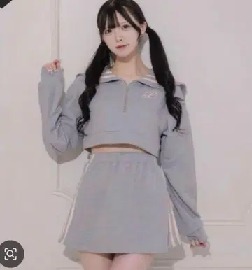 pium 더블 라인 세일러 맨투맨 그레이 x 핑크