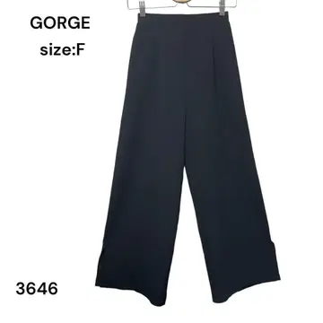 GORGE 골지 팬츠 캐주얼 FREE 블랙 허리밴딩 슬릿