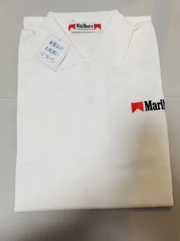 미사용 Marlboro 자수 로고 반팔 피케 셔츠 사이즈 미상 화이트