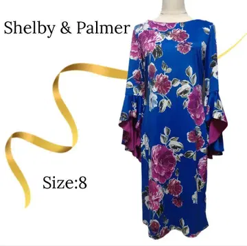 새상품 Shelby&Palmer 프릴 슬리브 원피스 저지 블루