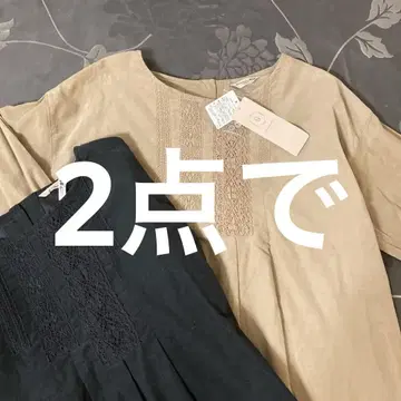택 포함 SM2 레이스 코듀로이 블라우스 새상품급 블랙