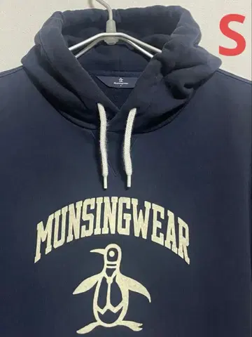 레어 MUNSINGWEAR 네이비 후드티 빅 펭귄 로고 S 사이즈