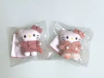로리즈팜 키티 트위드 핑크 폼폼 키링