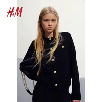 H&M 텍스처 니트 가디건 블랙 버튼 가디건